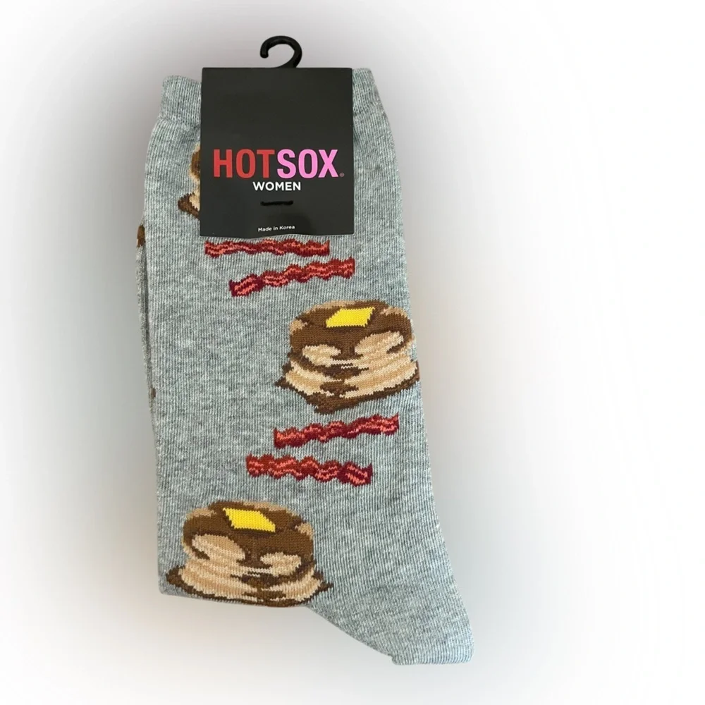 Hotsox Women's BRUNCH Pancakes And Bacon Socks 1 Pair, Grey Heather  4-10 Shoe